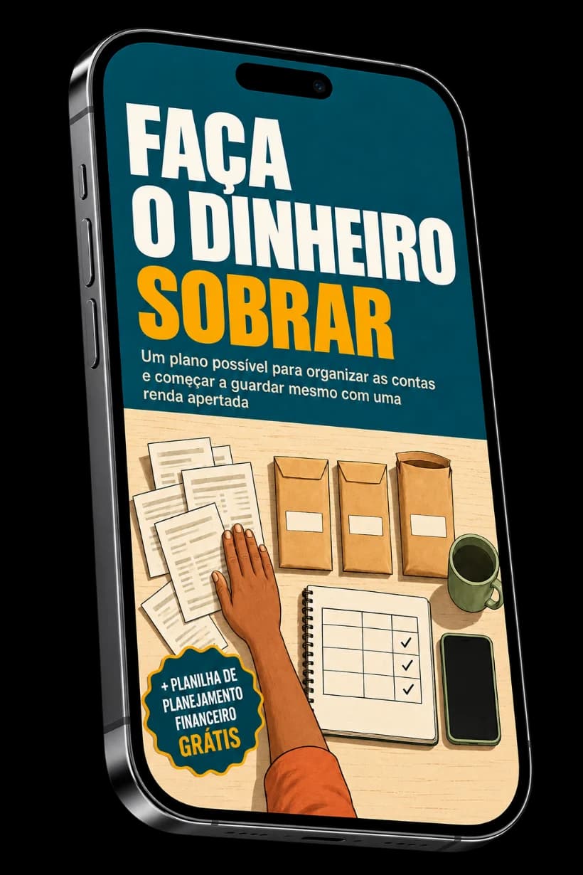 Ebook Faça o Dinheiro Sobrar aberto no celular